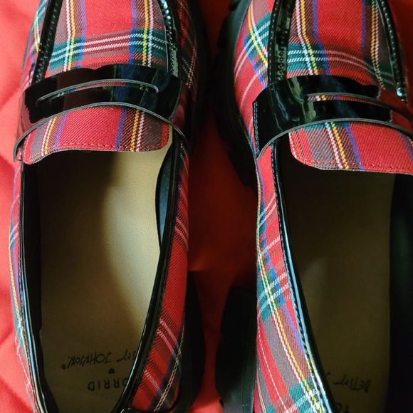 Red Betsey Johnson Plaid Creepers Womens Size 12 - Picture 6 of 7